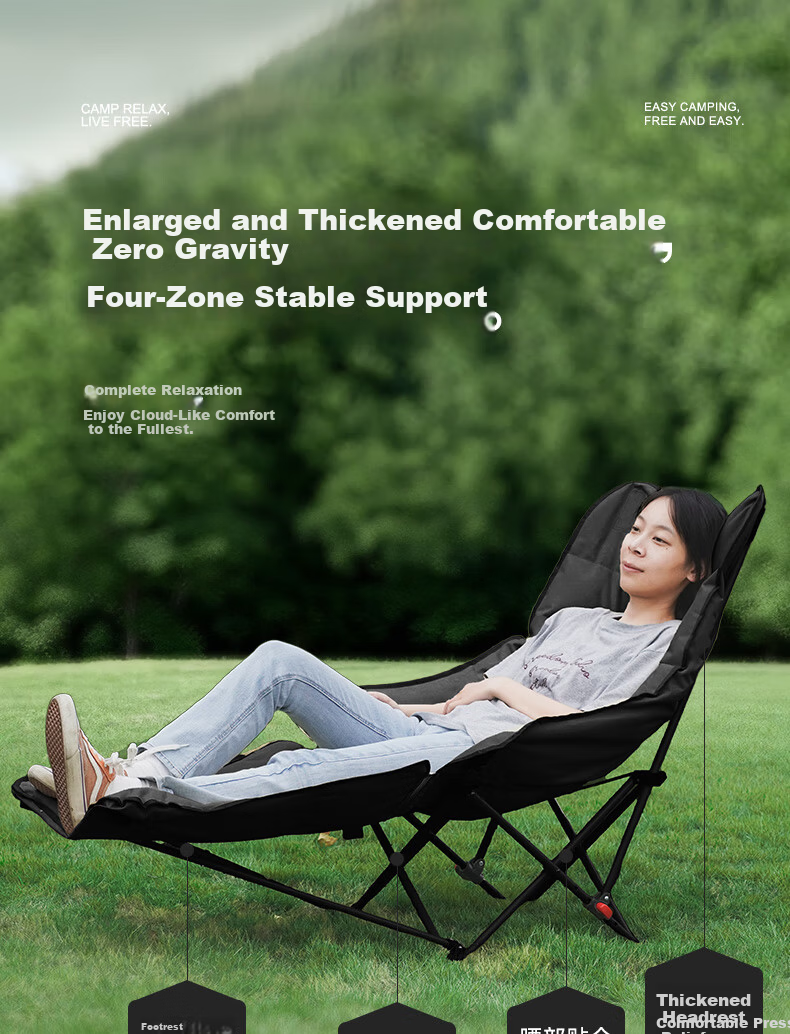 Gosoo Folding Recliner Chair Nap Chair Outdoor Folding Chair Padded Camping Chair Office Rest Chair Folding Bed 2