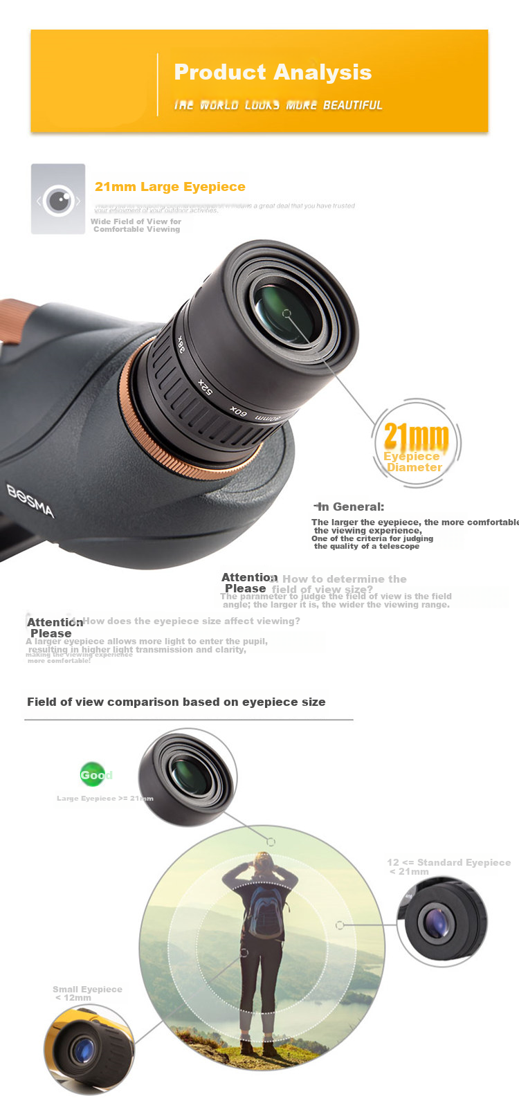 BOSMA Golden Tiger 2nd Generation 20-60X80ED Monocular Telescope High-Power HD Dual-Use 60X Low-Light Night Vision Birdwatching 5