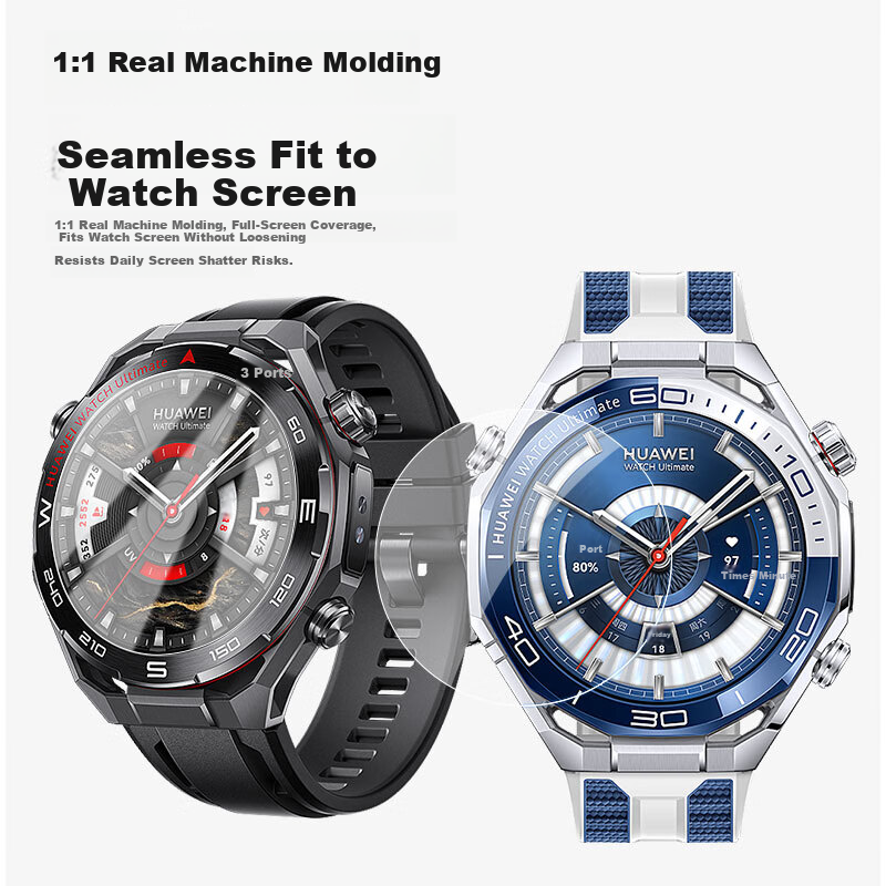 KMaxAI Huawei Watch Ultimate 2 Protective Case and Screen Protector Set Hard Shell Case with Tempered Glass Screen Protector Sky Black