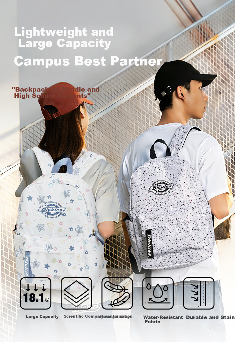 Dickies Large Capacity Backpack for College Students, Women, High School, Sports, School, Travel, Outdoor, Black/Starry Sky 1