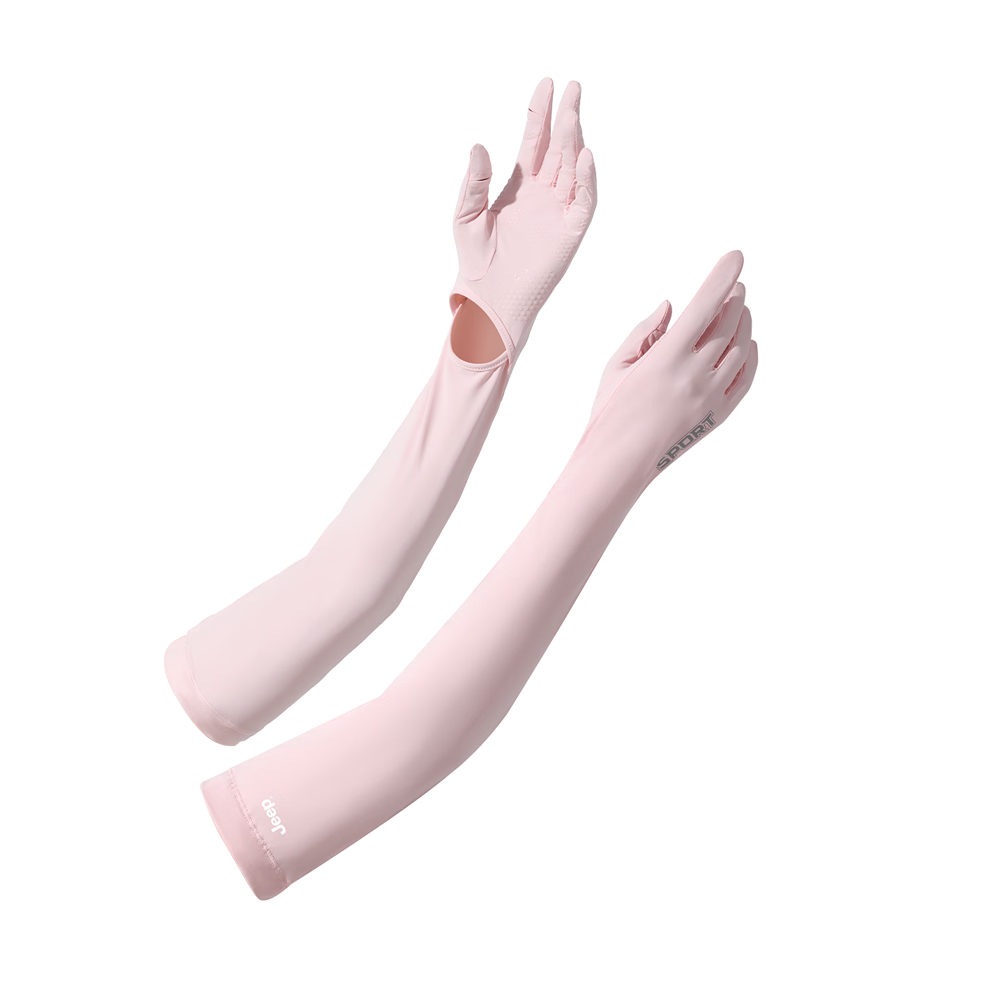 JEEP Women's Summer Thin Ice Sleeve Sun Protection Gloves Cycling Driving Arm Sleeves Sakura Pink