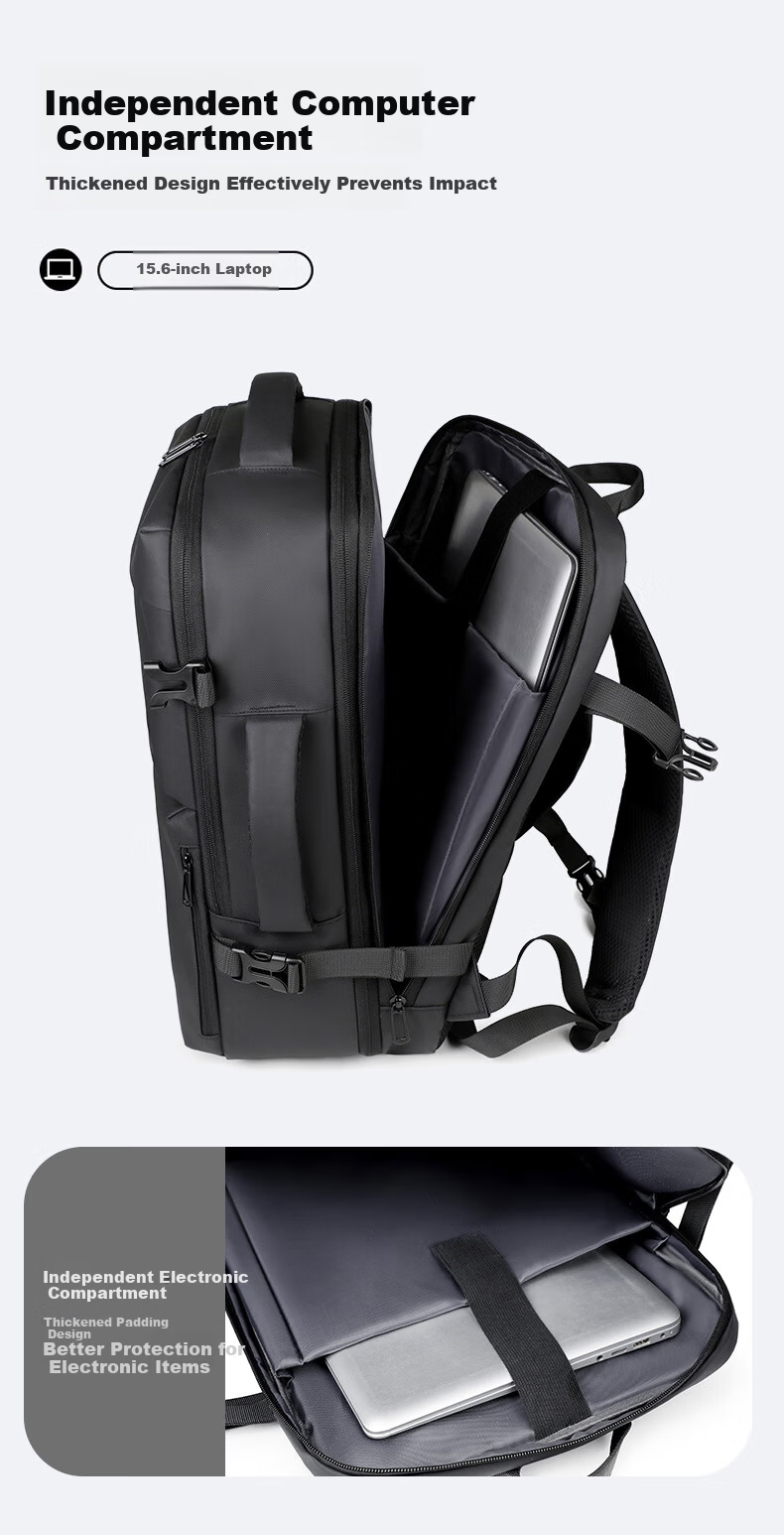 361° Backpack Men's Business Large Capacity Dual Shoulder Bag Independent Laptop Compartment Commuter Travel Casual Bag 18