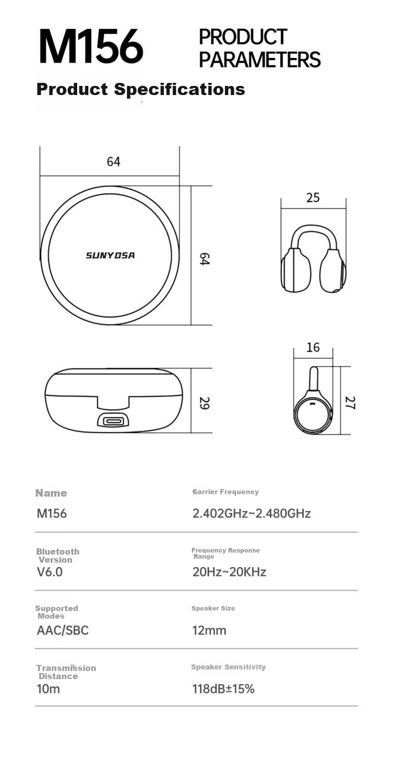 Chuangu 2026 Latest HIFI Sound Quality Bluetooth Bone Conduction Clip-On Wireless Open-Ear Earphones Noise Cancelling Comfortable Long Battery Life for Running 20