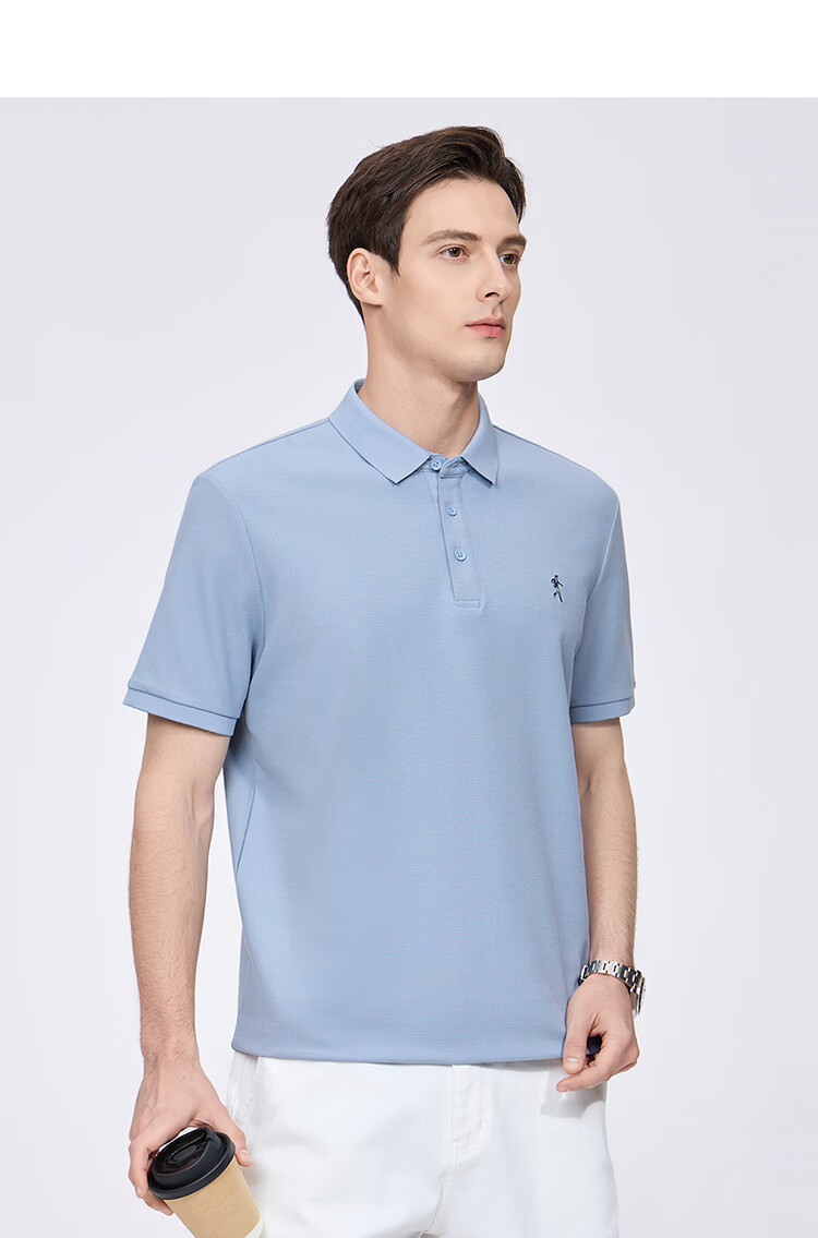 Dance with Wolves [Instant Cooling] Premium Fabric Summer Men's Commuter Antibacterial Short Sleeve Polo Shirt 001 Black XL 23