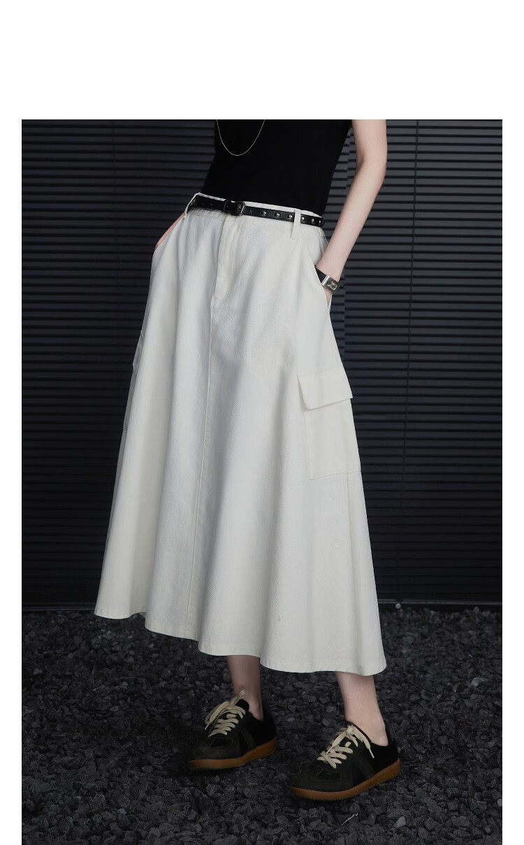 Demana Pure Cotton Premium Spring Large Pocket Umbrella Skirt Loose Slimming A-Line Denim Skirt for Women High-End Feel 10