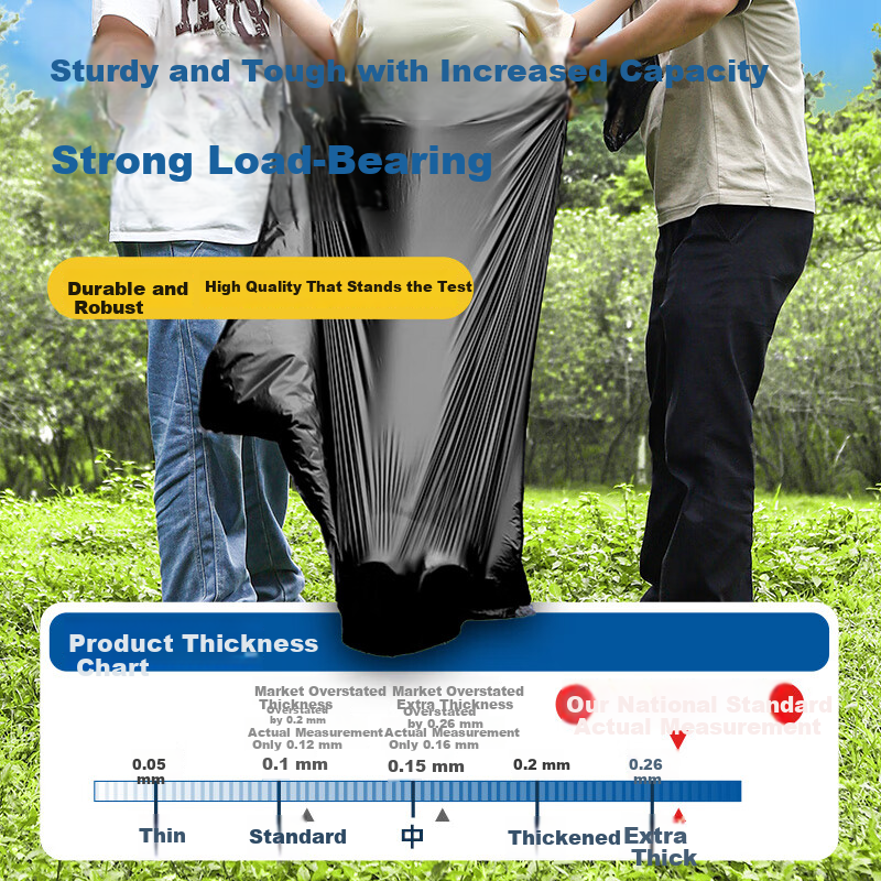 Lixiangwu Property Extra Thick Large Garbage Bags 50x60cm Single-Sided 1.5 Mil 50-Pack Plastic Trash Bags Extra Large