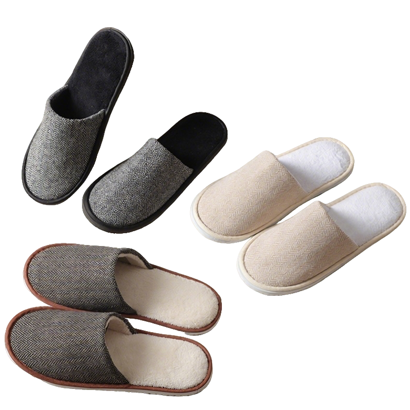 Kelorlock Disposable Slippers Guest Home Use High-End Hotel Slippers Pure Cotton Herringbone Thickened Slippers Autumn Winter Edition