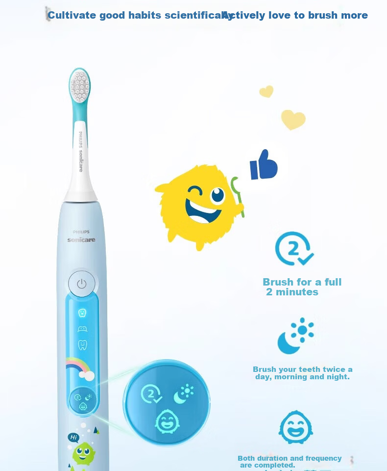 PHILIPS Kids Electric Toothbrush HX5232/01 Starlight Blue for Boys and Girls, Suitable for Ages 3-15, Children's Student Birthday and New Year Gift 6