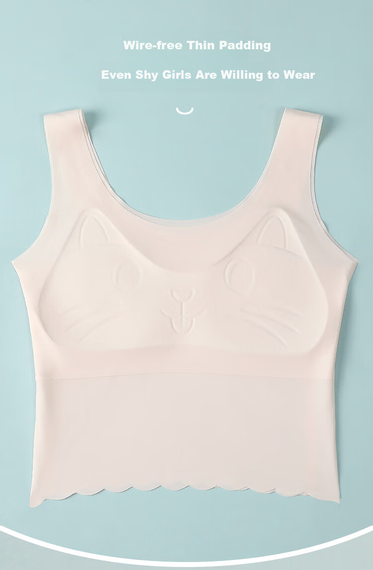 Hodohome Girls' Bra Stage 2 Development Ice Silk Seamless Solid Color Extended Length Vest Style Underwear 010 B80 6