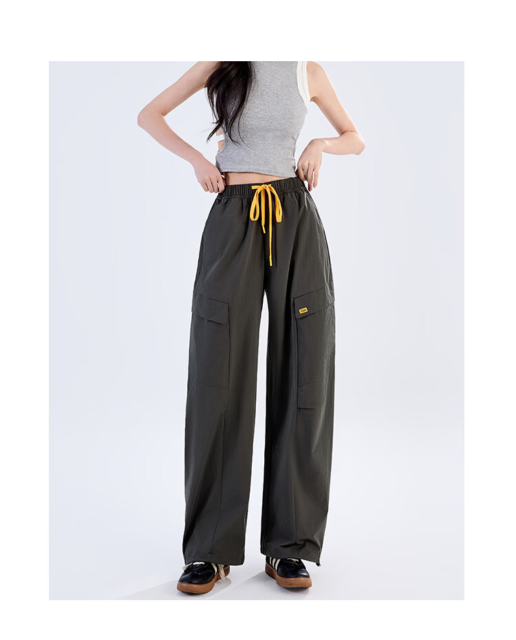 Women's Free Style Cargo Pants Summer Thin 2026 New High Waist Slimming Curved Knife Casual Hiking Loose Wide Leg Paratrooper Pants 23