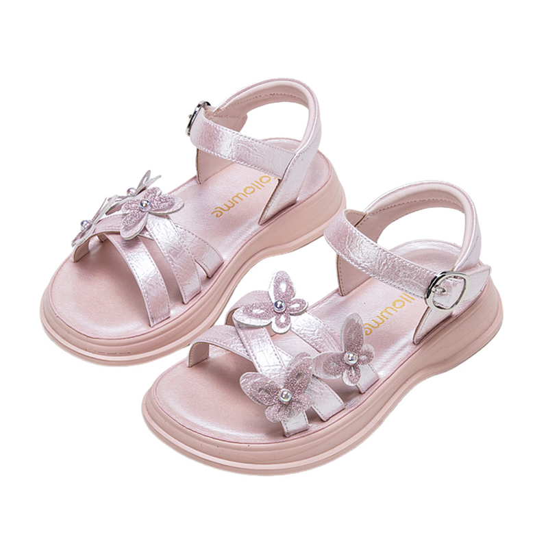 Fulomi Girls Summer Sandals New Sweet Bow Princess Shoes Comfortable Breathable Open Toe Purple Size 32