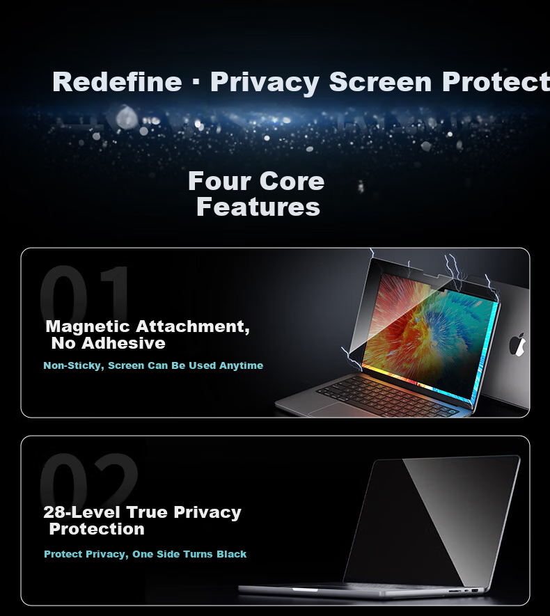 Mryc Magnetic Privacy Screen Protector for MacBook Pro/Air 13.3-inch Laptop Anti-Spy Film Scratch-Resistant Privacy Filter 3