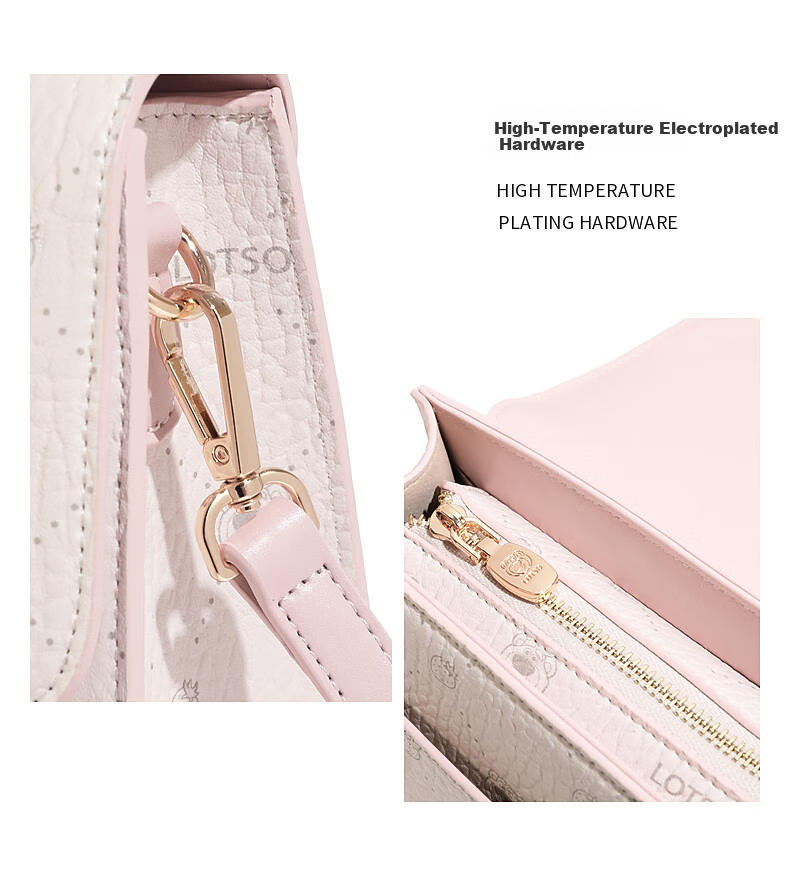 Disney & ORVE Joint Logo Single and Double Shoulder Convertible Crossbody Handheld Cambridge Bag Large Capacity Student Daily Commuting Pink 15