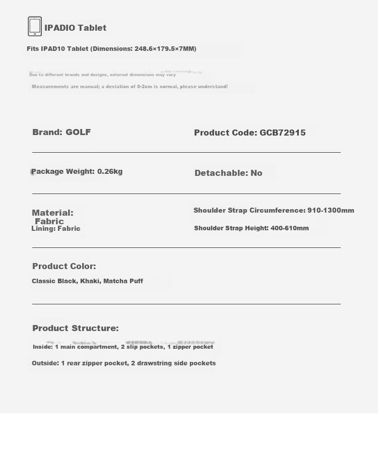 GOLF Men's Casual Shoulder Bag Crossbody Bag Unisex Waterproof Lightweight Cycling Sports Bag for Phone and iPad 25