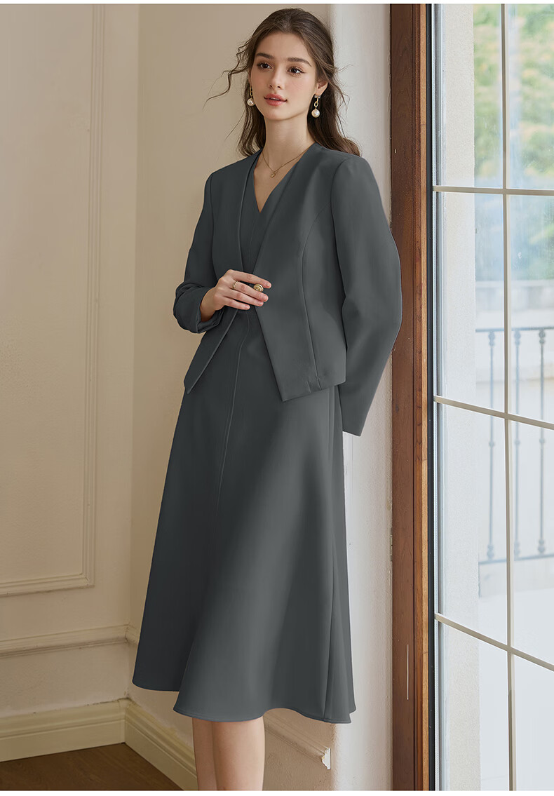ROEYSHOUSE Women's Elegant Slim Fit Blazer Spring New Solid Color Commuter Suit 11646 Apricot S 13