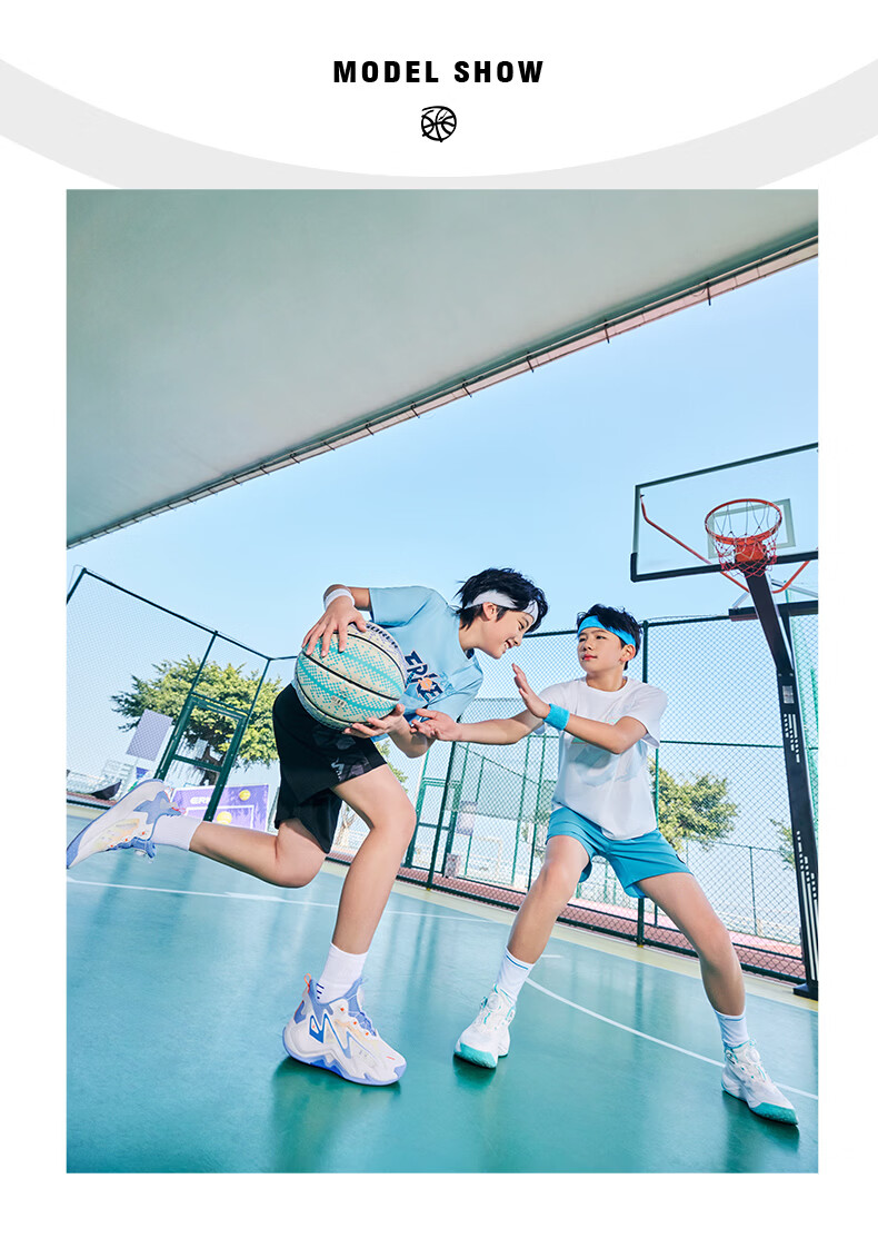 ERKE Kids Boys Sneakers Children's Dial Buckle Mesh Breathable Durable Basketball Shoes Microcrystalline White/Black/Silver Size 38 22