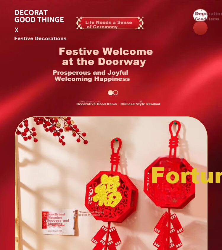 Dipur New Year Decoration Happy New Year Pendant 2026 Year of the Horse Spring Festival Atmosphere Living Room Decoration Fu Character Pendant 1