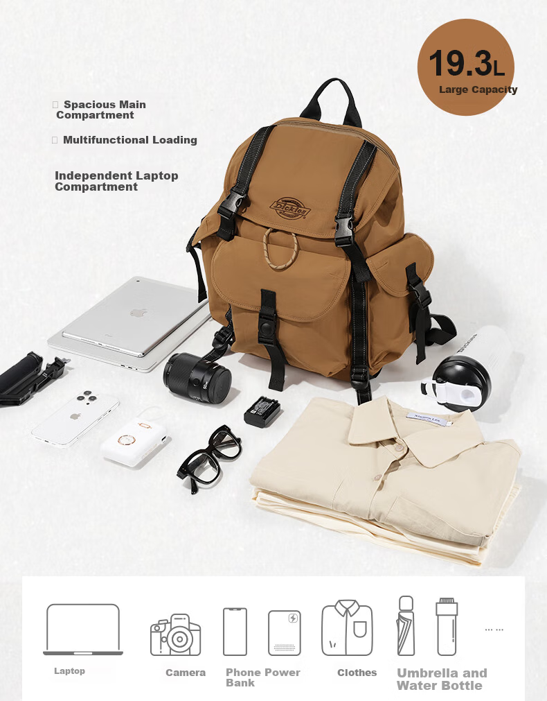 Dickies Large Capacity Waterproof Lightweight Outdoor Camping Hiking Travel Commuter Laptop Backpack 6