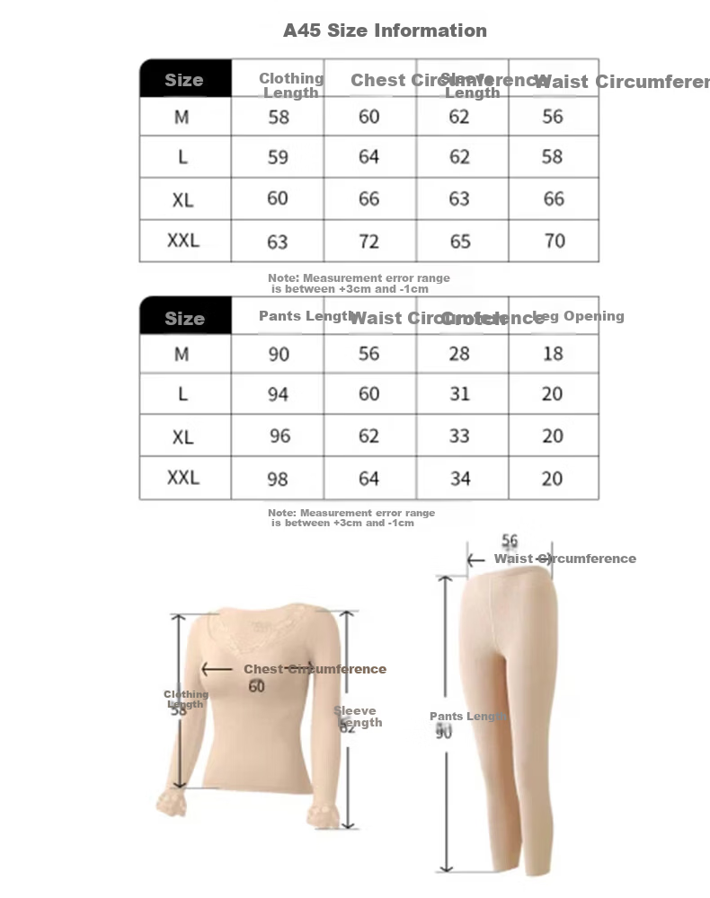 OEING Women's Thermal Underwear Lace V-Neck with Chest Pad Bra-Free Versatile Base Layer Autumn Warm Set 18