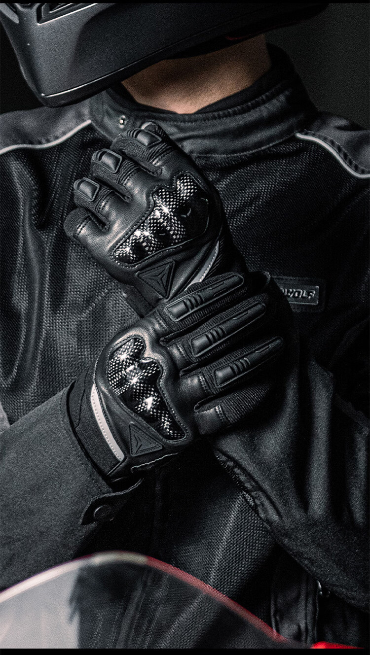 MOTOWOLF Motorcycle Riding Gloves Four Seasons Racing Carbon Fiber Anti-Fall Touchscreen Men 9