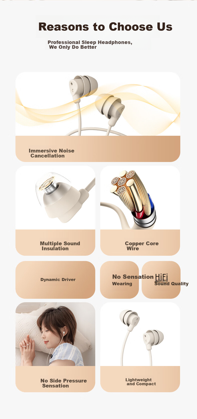 KOVOL Wired Sleep Earphones with Noise Reduction, In-Ear Type-C Sleep Headset for Side Sleep, Running, and Computer Use 4