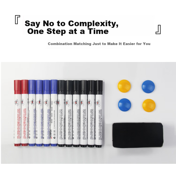 BibiNiu Whiteboard Marker Erasable Office Meeting Marker Pen Easy Erase 12-Pack Tri-Color Water-Based Pen BBNW-B04-JW 2