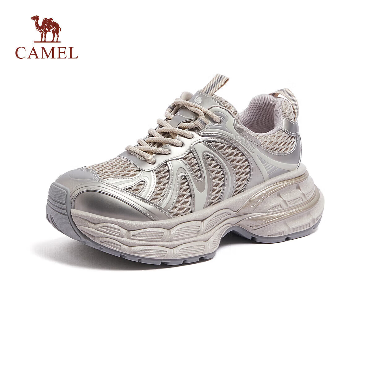 CAMEL Dilireba Edition Silver Moon 2nd Generation Dad Sneakers Women's Casual Shoes L25A283148 Gold Size 37