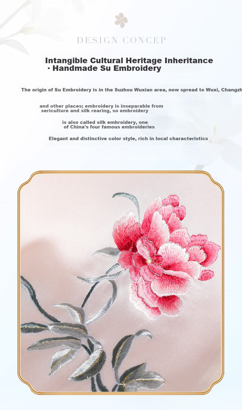 Hangsilk Road Mulberry Silk Scarf and Suzhou Embroidery Brooch Set Birthday Gift Box for Women Mother's Day High-End Gift 3