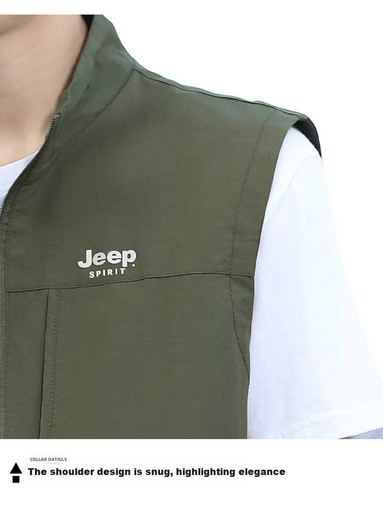 JEEP SPIRIT Men's Spring and Autumn Casual Sleeveless Vest Khaki L 25