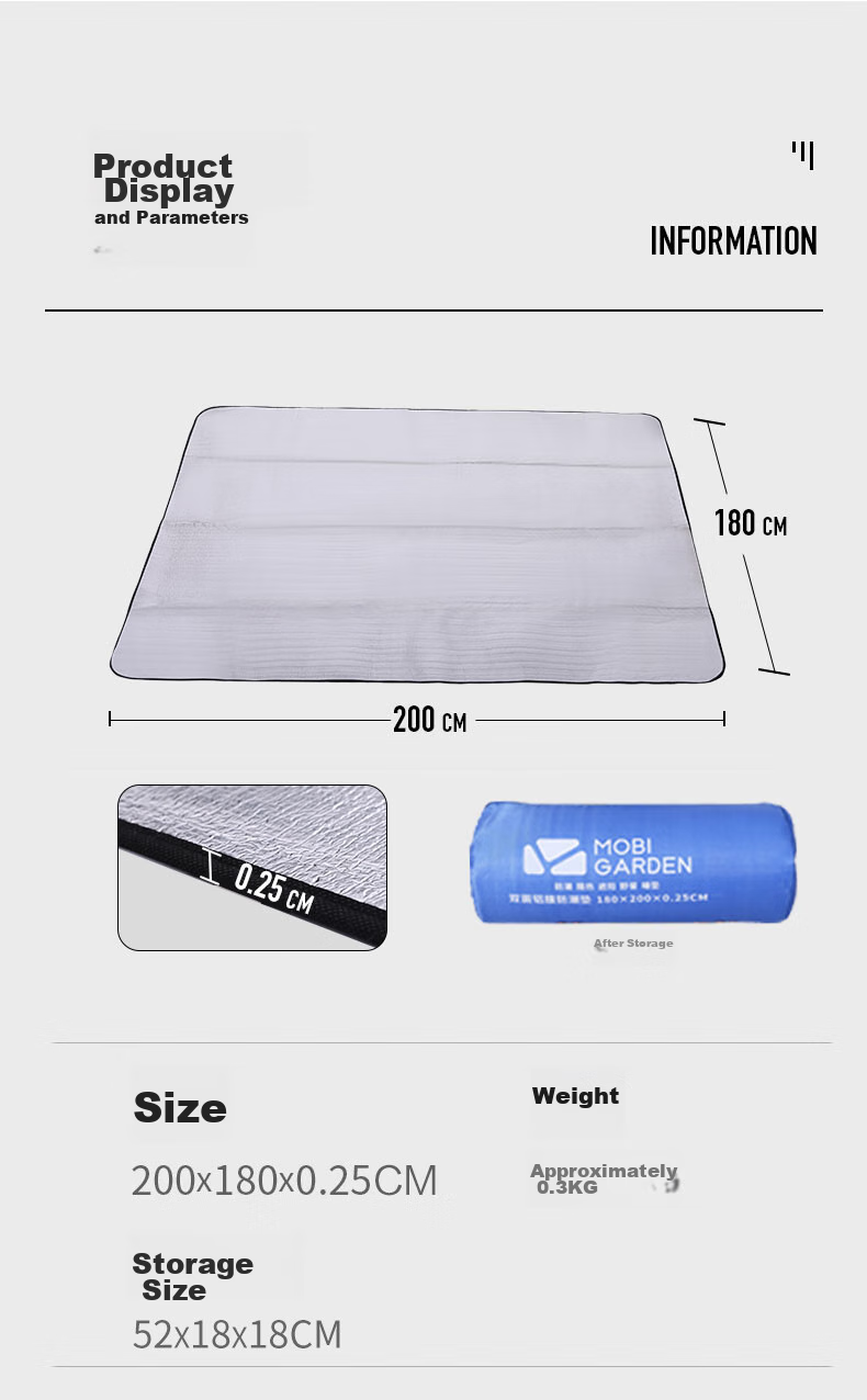 MOBIGARDEN Moisture-Proof Mat, Outdoor Camping Waterproof Portable Park Picnic Mat, Double-Sided Aluminum Film Mat, NX20663008, Silver 7