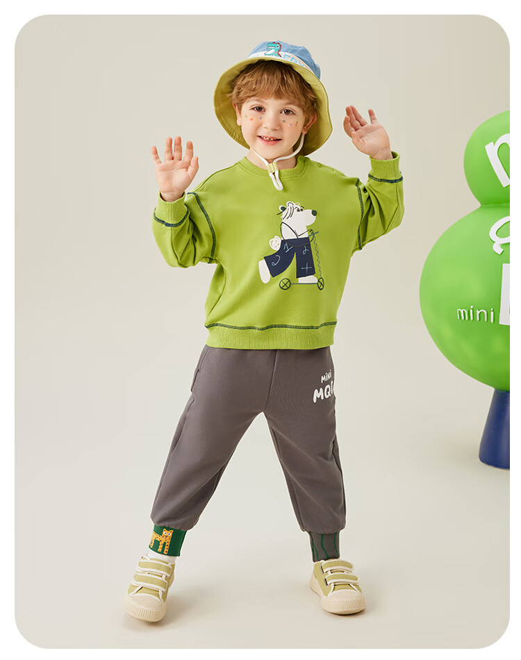 MQDMINI Boys' Sweatshirt, Children's Round Neck Top, Stylish And Trendy Clothing for Young Kids, French Toast Bluebell 16