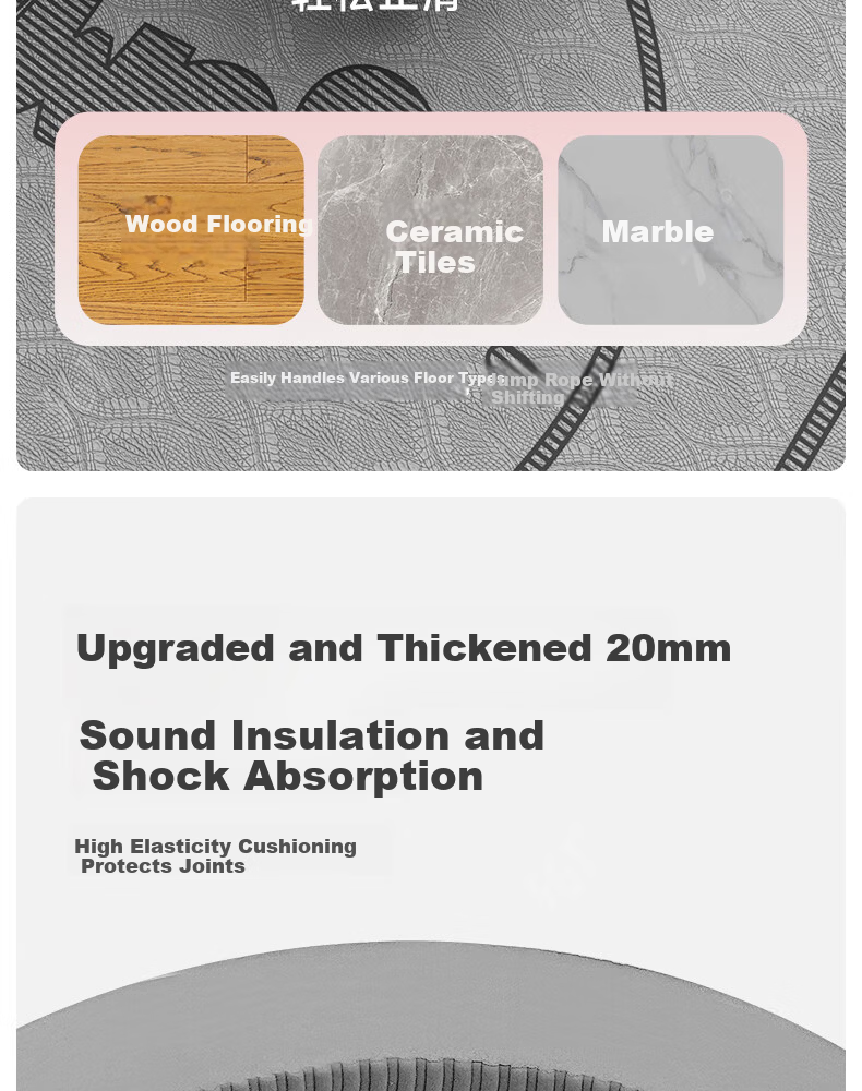 361° Jump Rope Shock Absorption Mat Silent Mat Professional Soundproof Shockproof Indoor Yoga Mat Thickened Non-Slip 9
