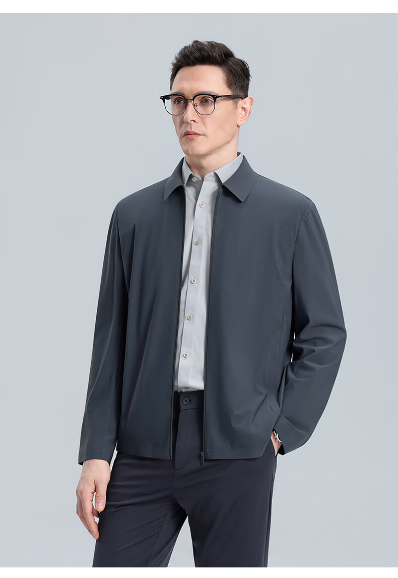 ROMON 【UPF50+】Men's Sun Protection Jacket Spring Summer New High Elastic Breathable Comfortable Business Casual Polo Collar Coat 19