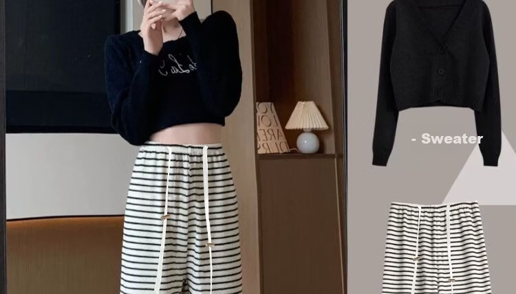 Shiduo Maternity Pants Spring Autumn Wide-Leg Striped Loose Plus Size Leggings Casual Pants Autumn XL 6