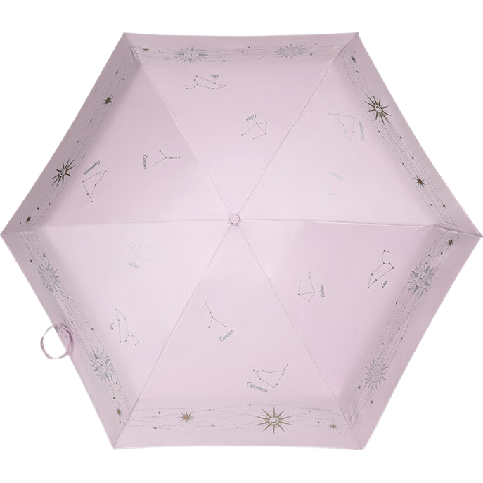 Tiantangsan UV Protection Umbrella, Five-Fold, Mini Compact Portable Sun Umbrella, Dual-Use for Sunny And Rainy Days, Starry River Rofu Pink