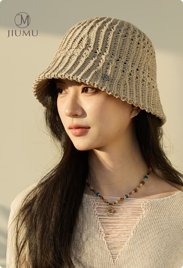JIUMU Women's Sun Protection Hat Summer Outdoor Face Covering Cotton Bucket Hat Beach Vacation Cap 1