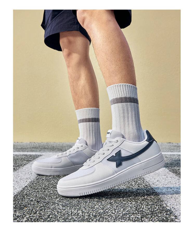 Xtep Couple Men's and Women's Sports Sneakers White Air Force One Spring Summer Mesh Breathable Lightweight Casual Shoes 24