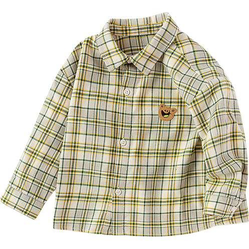 BALABALA Children's Clothing, Baby Long-Sleeve Shirt, Boys' Autumn Plaid Jacket, Ultra-Soft Velvet, Skin-Friendly And Comfortable, 208325102103