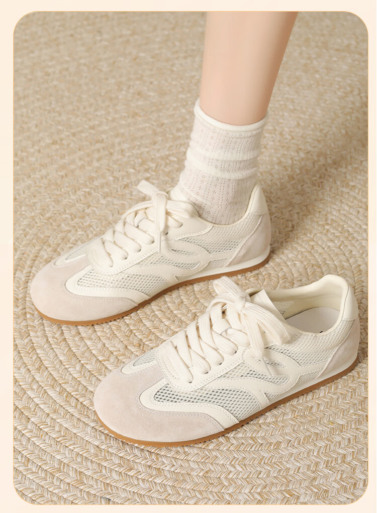 Zhuoshini Women's Mesh Breathable Flat Casual Sneakers Versatile Sports Shoes White Size 38 9