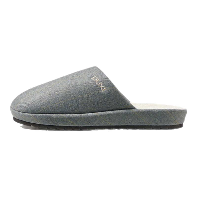 PUXI Senxu Four Seasons Silent Soft Sole Cotton Linen Slippers - Office Home Versatile Wood Gray Size 44-45