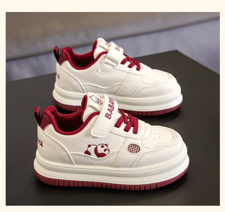 Baba Duck Girls' Casual Sneakers for Older Kids Fashion Versatile Sports Shoes 2026 Spring Edition 51822 Rice Wine Red Size 35 4