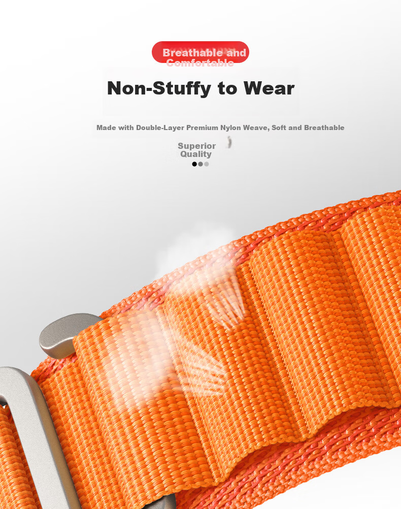 BHO Nylon Loop Band for Apple Watch S11/S10/Ultra 3, Compatible with iWatch S9/8/7/6/5/4/SE3/2 5