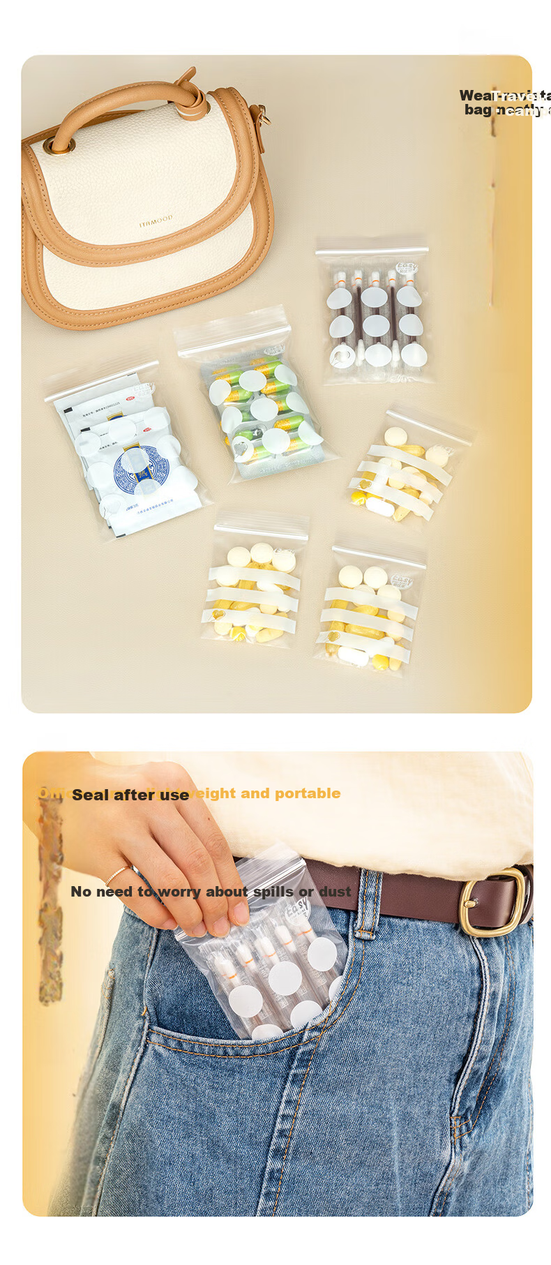 Eyoujia Antibacterial Medicine Dispensing Bags 108pcs Portable Pill Box Sealed Moisture-Proof Medicine Storage Bags with Zipper 10