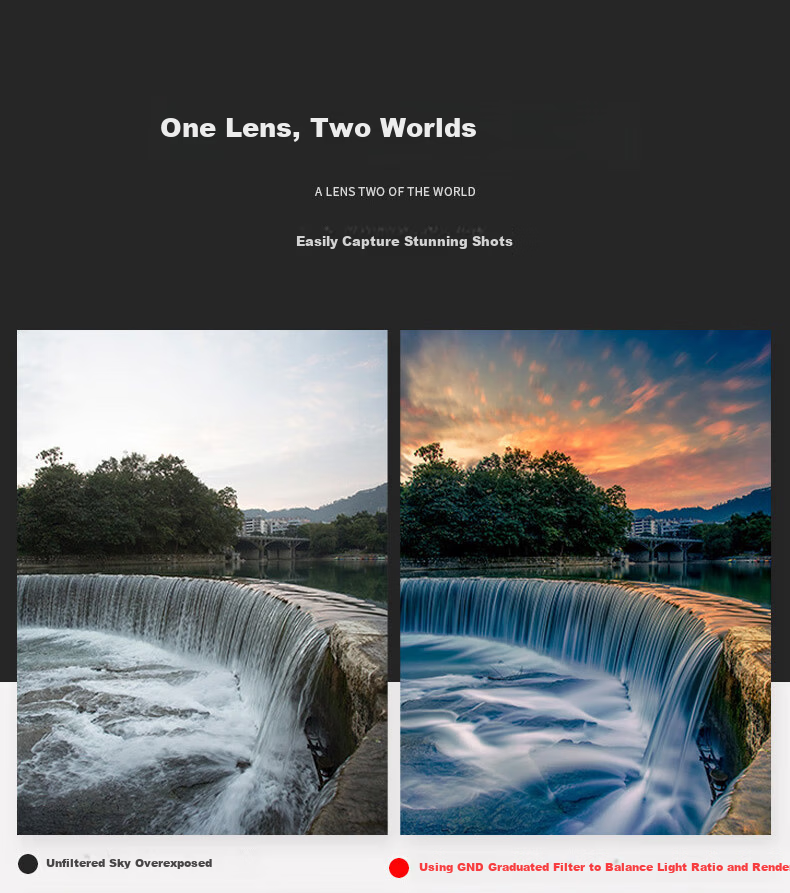 Kase GND0.9 Graduated Neutral Density Filter Gradient Gray Glass Multi-Coated Sunrise Sunset Photography Light Balance AGC Version GND 0.9 (3 Stops Reduction) 82mm 7