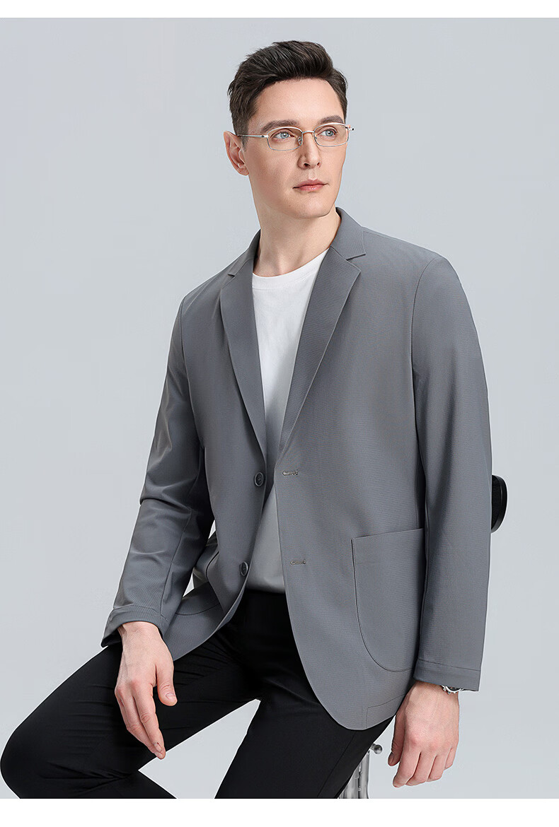 ROMON Ice Silk Sun Protection Men's Waffle Pattern Summer Business Youth High-End Single-Breasted Cooling Suit Jacket JD Self-Operated 16