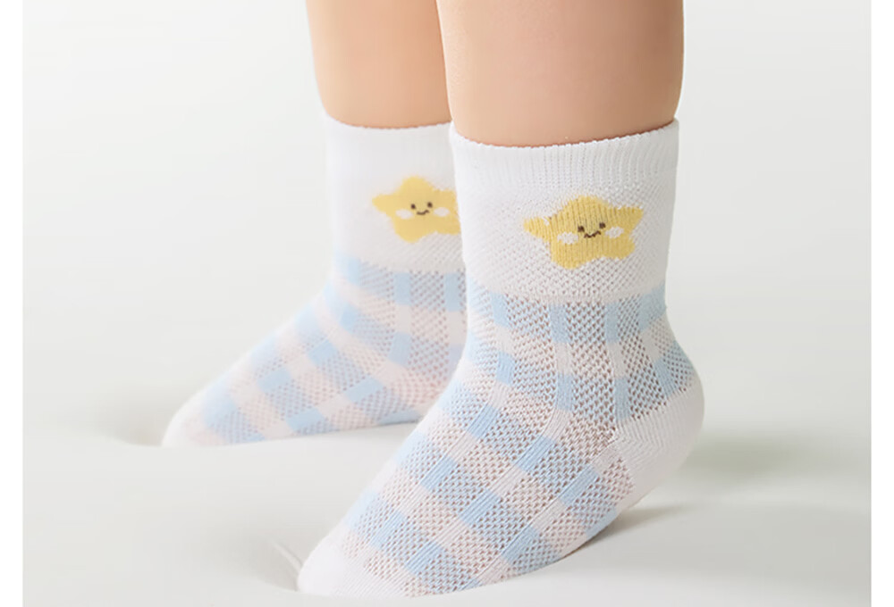 Betis Summer Mesh Socks Thin Breathable Baby Mid-Calf Socks Cold-Proof Seamless Kids Socks for Boys and Girls 30