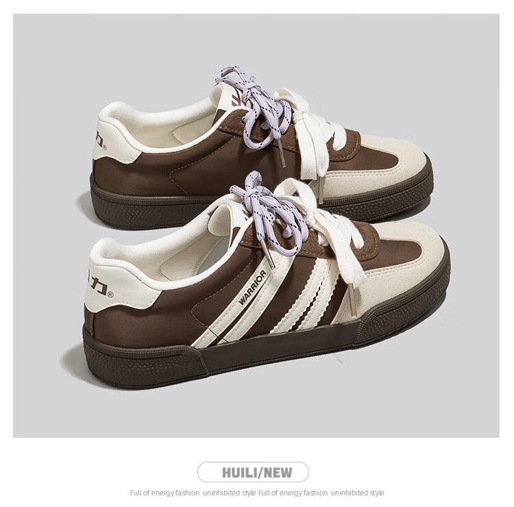 Warrior Casual Training Shoes Flat Sole Slimming Women's Shoes Versatile Soft Sole Sneakers 572 Dark Brown Gray Beige Size 37 19