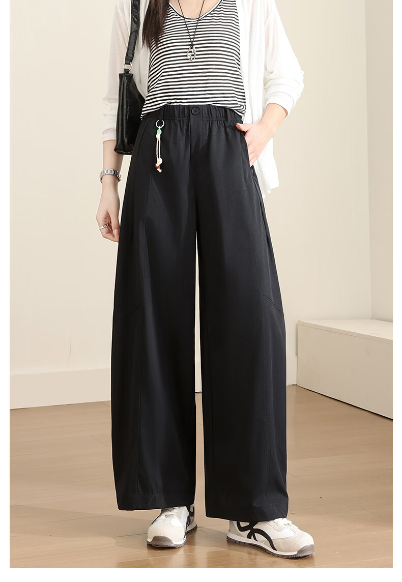 Langsha Curved Blade Pants Women 2026 Summer New Ice Silk Cool Breathable Draped Mosquito-Repellent Loose Casual Straight Wide-Leg Pants 18