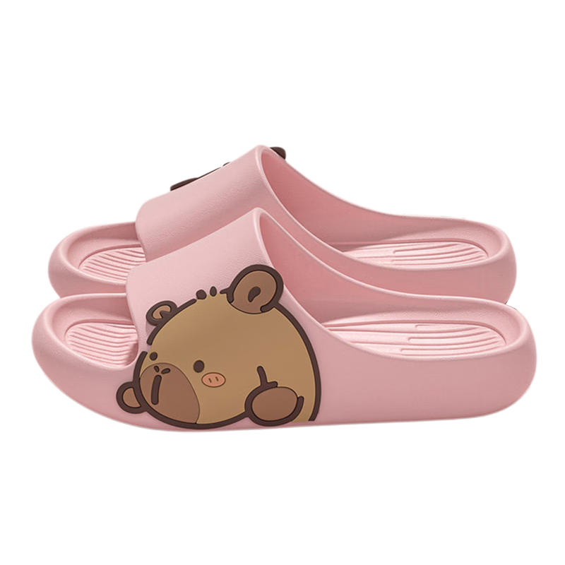 Gemayka Capybara Kids Slippers Girls Summer Bath Non-slip Soft Sole Cute Parent-Child Pink Size 40-41