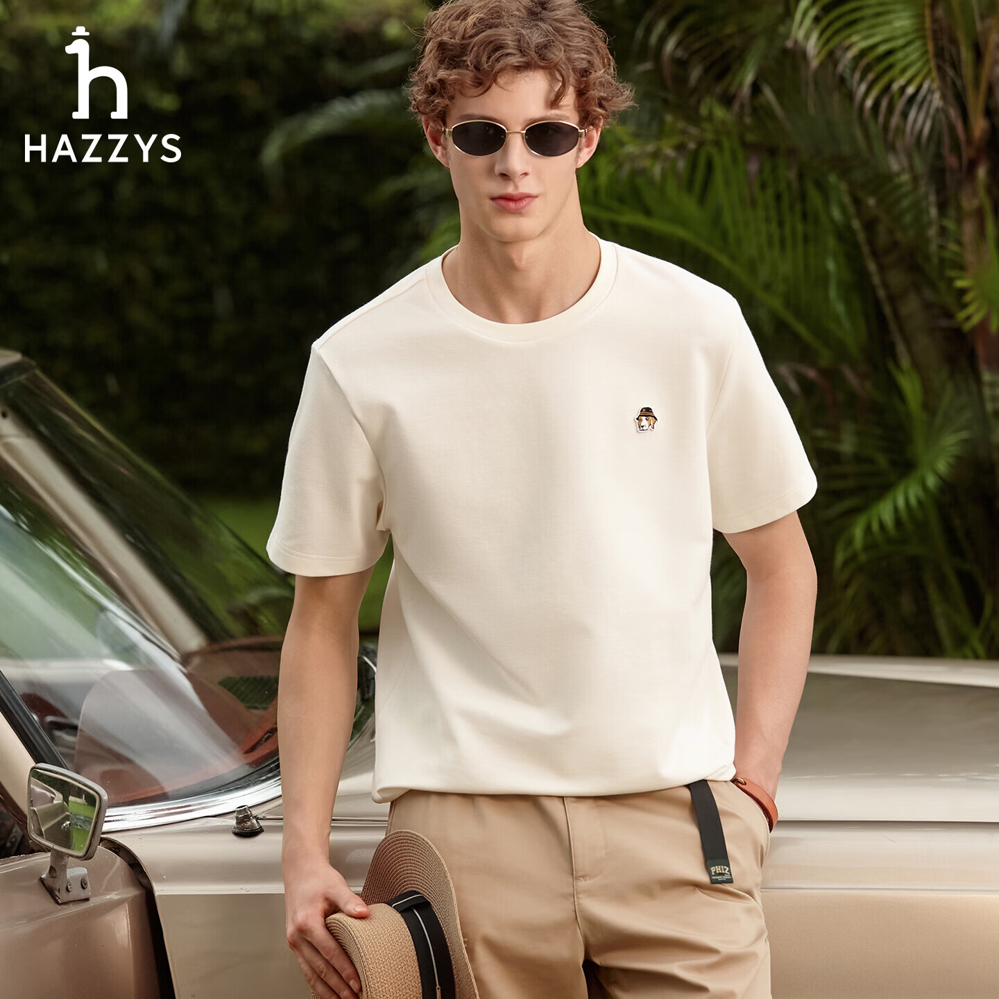 HAZZYS Men's 2026 Summer PHIZ Waffle Knit Crew Neck Short Sleeve T-Shirt ASTZE0DBI67